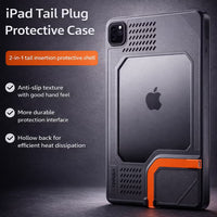 PIVA Gaming 2-in-1 iPad Protective Case with Tail Plug, 60W Fast Charging, 4K HD Display Support, Anti-Slip Texture, Heat Dissipation Design, for iPad PRO 11 inch 2018-2025