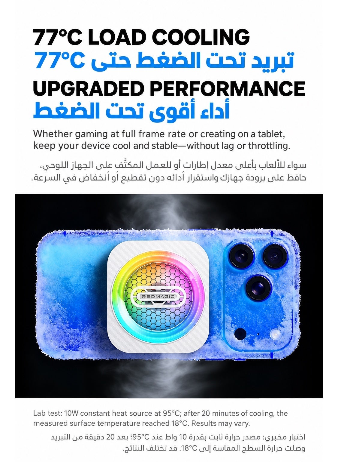Phone Cooler RedMagic 6 Pro Plus Edition, 33W Magnetic Gaming Phone Cooler with 6000RPM Cooling Fan, RGB Light, 34dB Low Noise, with Magnetic suction sheet for iPhone, Android, Samsung, RedMagic, Tablets & Mobile Gaming, White