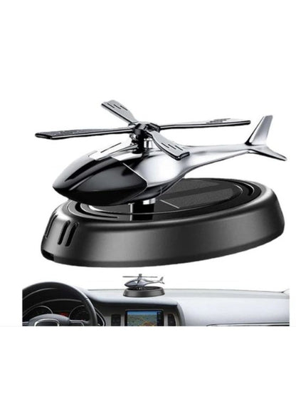 Car Air Freshener Helicopter Solar Energy Rotating Aromatherapy Aviation Al Alloy Diffuser Interior Decoration Accessories Diffuser For Car & Home Car Perfumes - INCLUDES NON SLIP MAT and AIR FRESHENER ESSENTIAL OIL