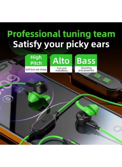 PIVA S6PRO Gaming Earphones With 27 PD Charging Port , APP Control, Built-in Sound Card, 3D Surround Sound, RGB Lighting, For iPhone, Redmagic, Samsung, Mobile, PC, PS5, PS4, Xbox Series X/s, Xbox One, Nintendo Switch - Type C Green