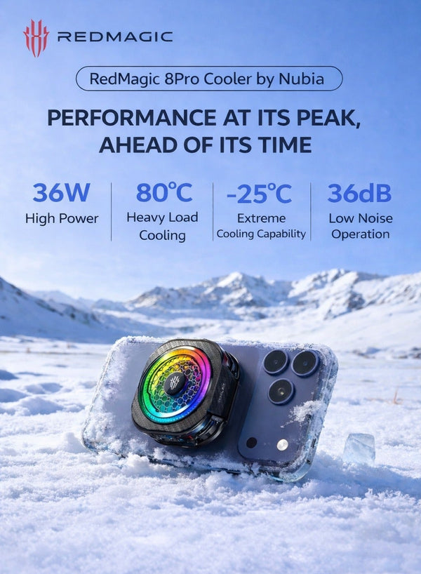 RedMagic 8 Pro Magnetic Phone & Tablet Cooler – 36W Ultra-Cooling RGB Gaming Fan with Graphene Heatsink, Magnetic Mount & Clip for RedMagic, iPhone, Android, iPad & Steam Deck