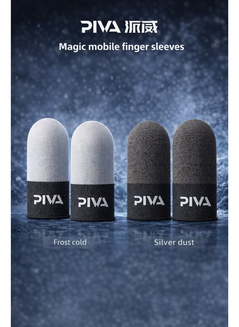 pivaPIVA Mobile Gaming Finger Sleeves – Frost Cold Silver Fiber Touchscreen Finger Cover for PUBG & FPS Games, Anti-Sweat, High Sensitivity, Smooth Control For Redmagic, Iphone, iPad, Samsung, Poco and Mobile Phones (2 Pairs / 4 PCS)