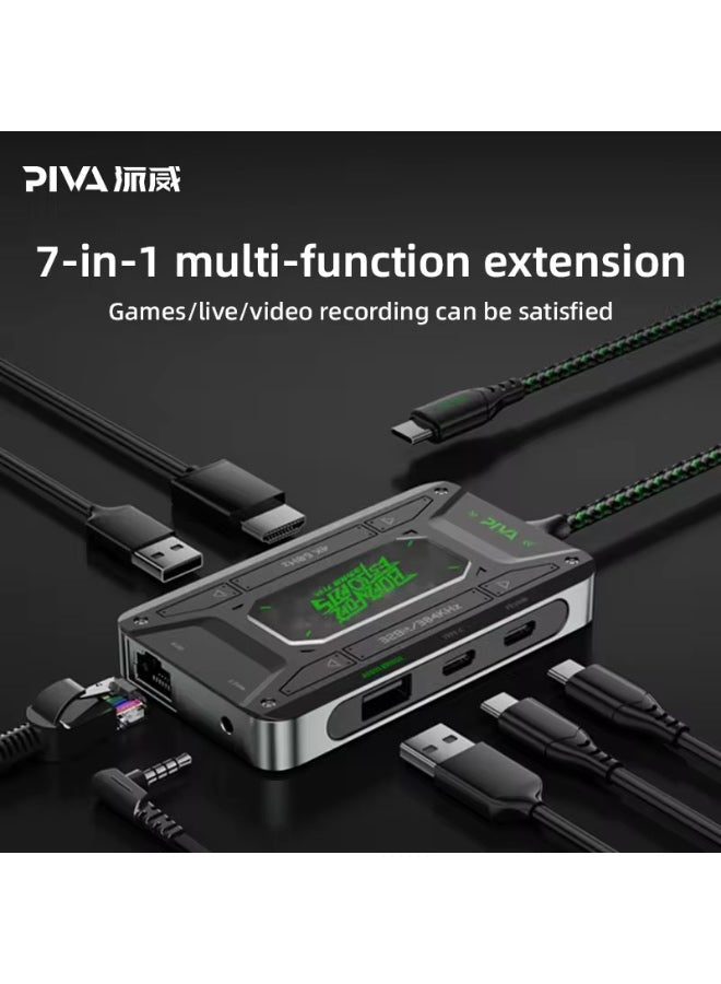 PIVA DS7 Pro 7-in-1 USB-C Docking Station and Gaming Hub with Two-Way Audio Brid