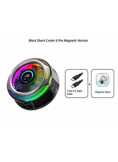 Phone Cooler Black Shark 6 PRO Magnetic Phone/Tablet Cooler – 35W Ultra-Cooling Gaming Fan with 67 W Charger, Graphene Heatsink, Magnetic Mount – Powerful Cooling Fan for Smartphones, Tablets, iPad & Steam Deck (Perfect for PUBG Mobile, COD & More)