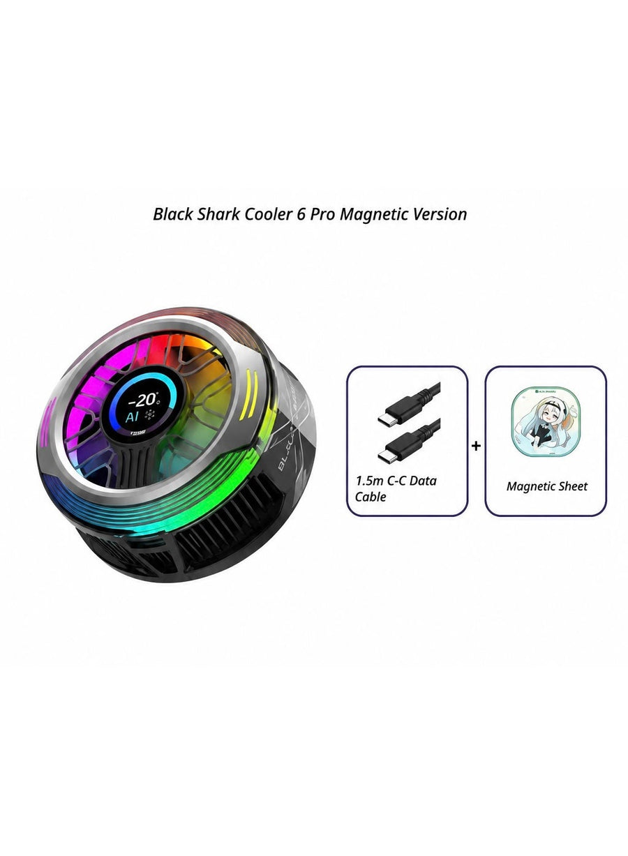 Phone Cooler Black Shark 6 PRO Magnetic Phone/Tablet Cooler – 35W Ultra-Cooling Gaming Fan with 67 W Charger, Graphene Heatsink, Magnetic Mount – Powerful Cooling Fan for Smartphones, Tablets, iPad & Steam Deck (Perfect for PUBG Mobile, COD & More)
