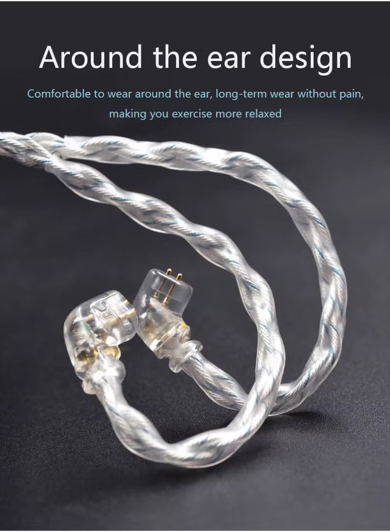 Z 784 Core Blue-Silver Mixed Silver-Plated Hi-Fi Audio Upgrade Cable, 3.5mm Plug, 2-Pin Connector, Low-Loss High-Purity Replacement Cable for KZ IEM Earphones