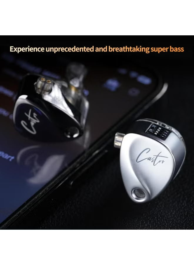 Z Castor IEM Harman Target Version With Improved Bass Version IEM In-Ear Earphones – Dual Dynamic Drivers (10mm + 8mm), Tunable Sound with 4 Adjustment Switches (16 Profiles), Noise Isolating, 3.5mm, 0.75mm 2-Pin, Gray With Mic - Bass Version