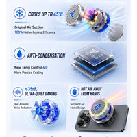 DigiFlydigi B9X Phone & iPad Cooler, 30W (-45°C) RGB Magnetic Cooling Fan with App Control, Ultra-Quiet Portable Cooling Pad, Strong Magnetic Attachment for iPhone, Android, RedMagic & iPad – Built for Intense Gaming, Perfect for FPS Games like PUBG Mobil
