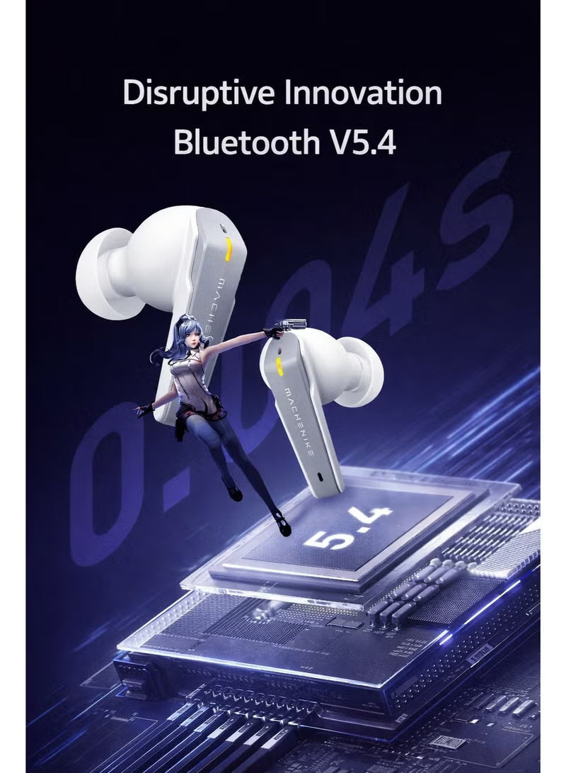 Machenike TH60 Gaming Earbuds TWS Earphones Bluetooth 5.4 – Ultra Low Latency No Delay Wireless Gaming AirPods, Dual Sound Modes (Gaming & Music), ENC Microphone, Immersive Stereo Sound, IPX5 Water Resistant, Long Battery Life with Charging Case, USB-C Fa