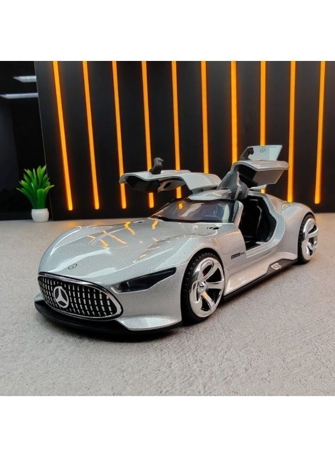 Mercedes-Benz AMG Vision GT Concept – Premium Silver Diecast Model Car with Opening Gullwing Doors, Perfect for Gifts, Office Desk Decoration, Kids’ Rooms, and Collectors