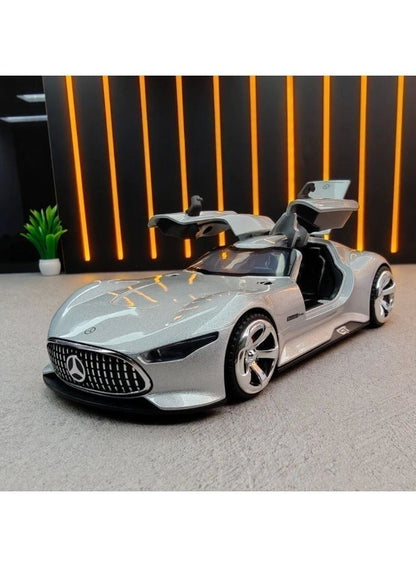 Mercedes-Benz AMG Vision GT Concept – Premium Silver Diecast Model Car with Opening Gullwing Doors, Perfect for Gifts, Office Desk Decoration, Kids’ Rooms, and Collectors