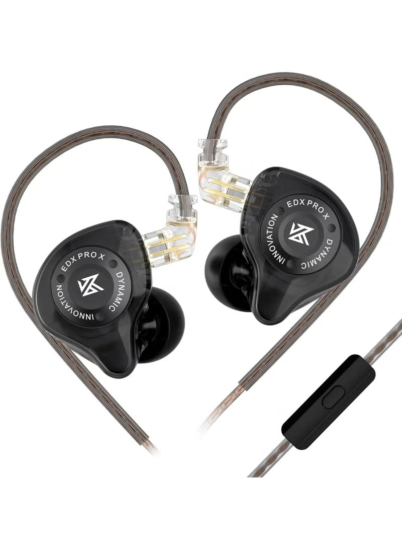 KZ EDX Pro X IEM in Ear Earphone, Single Dynamic Driver HiFi in-Ear Monitor with Ergonomic Shape, Wired Gaming Earbud, Detachable Cable for Audiophile (With Mic)