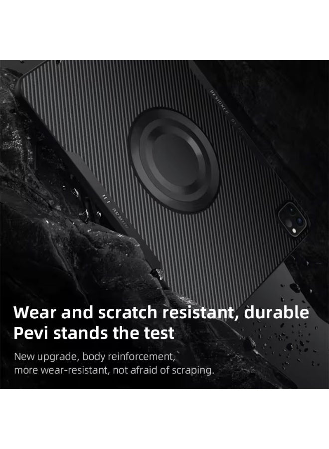 PIVA 2-in-1 Magnetic Gaming Protective Case, Carbon Fiber TPU Cover with Built-I