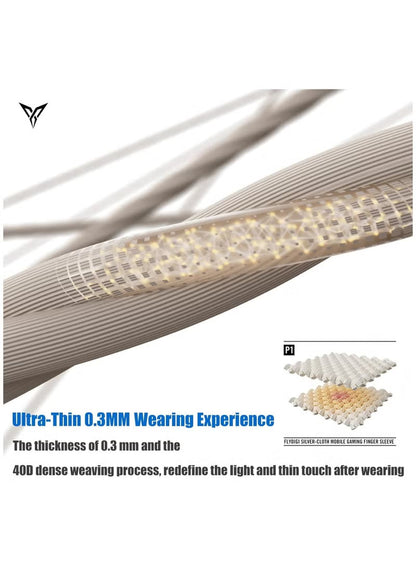 Flydigi Original P1 Silver Cloth Gaming Finger Sleeves, Ultra-Thin 0.3mm, Superconductive FlySilver Fabric, Zero-Lag Touch, Breathable & Sweat-Resistant – Compatible with iPhone, iPad, RedMagic, Samsung – PUBG, COD & FPS Gaming (1 pair - 2 PCS)