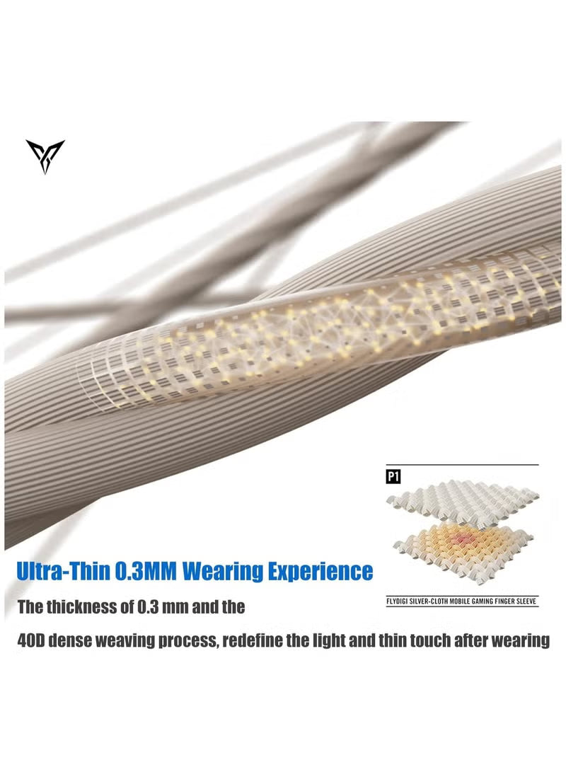 Flydigi Original P1 Silver Cloth Gaming Finger Sleeves, Ultra-Thin 0.3mm, Superconductive FlySilver Fabric, Zero-Lag Touch, Breathable & Sweat-Resistant – Compatible with iPhone, iPad, RedMagic, Samsung – PUBG, COD & FPS Gaming (1 pair - 2 PCS)