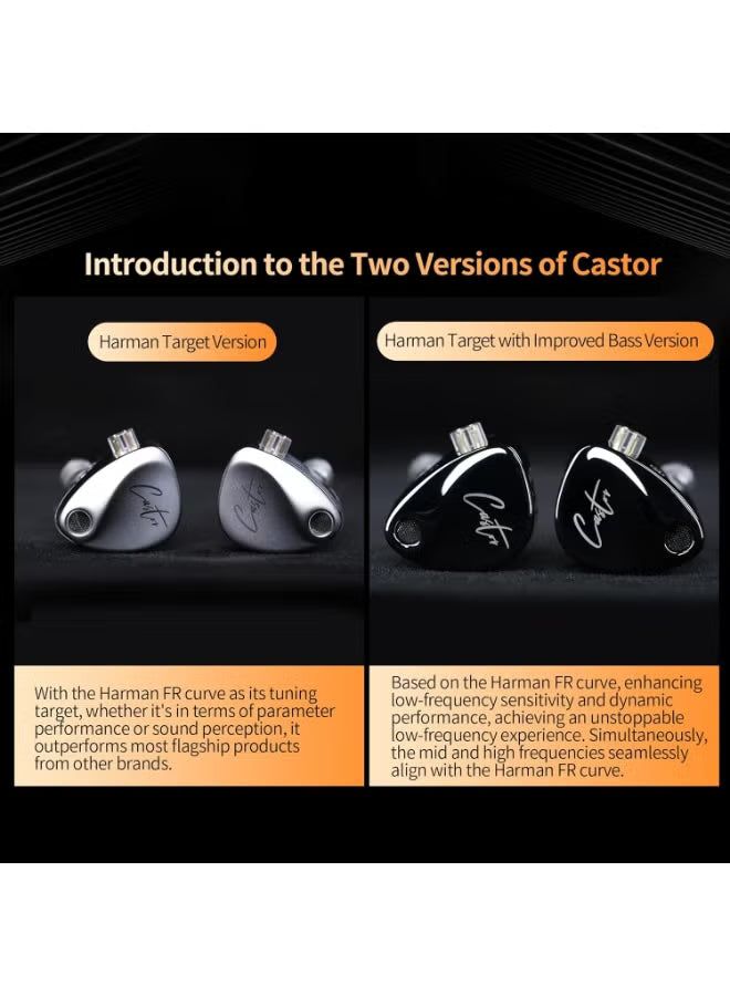 Z Castor IEM Harman Target Version With Improved Bass Version IEM In-Ear Earphones – Dual Dynamic Drivers (10mm + 8mm), Tunable Sound with 4 Adjustment Switches (16 Profiles), Noise Isolating, 3.5mm, 0.75mm 2-Pin, Gray With Mic - Bass Version