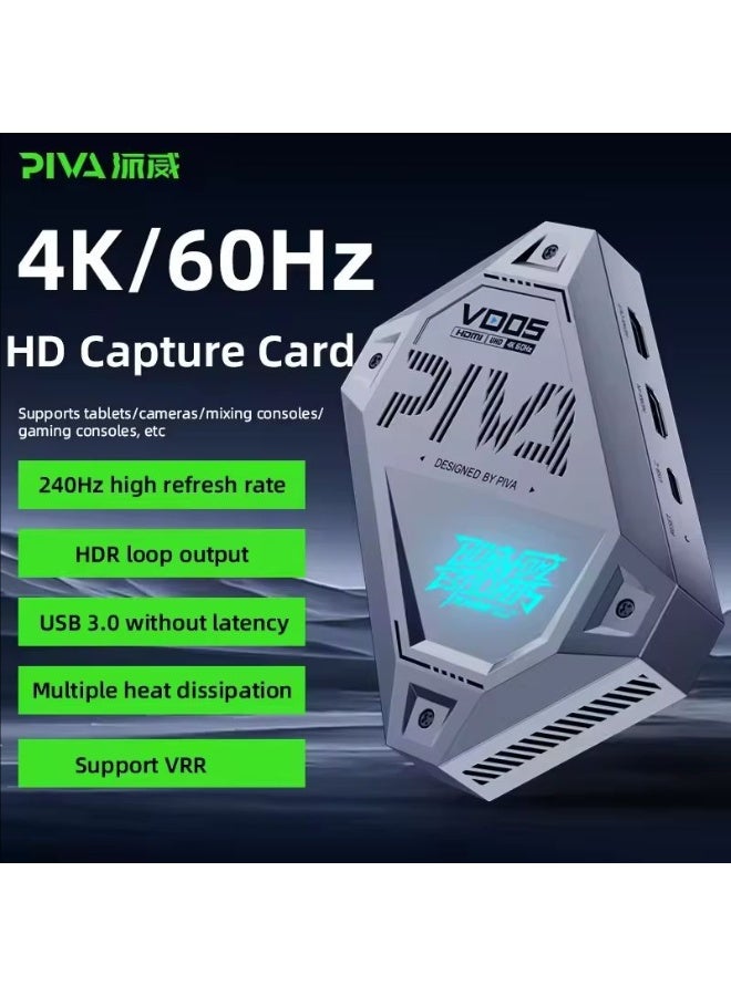 PIVA VD05 4K60Hz & 1080p 240Hz Video Capture Card with Built-in Cooling Fan for 