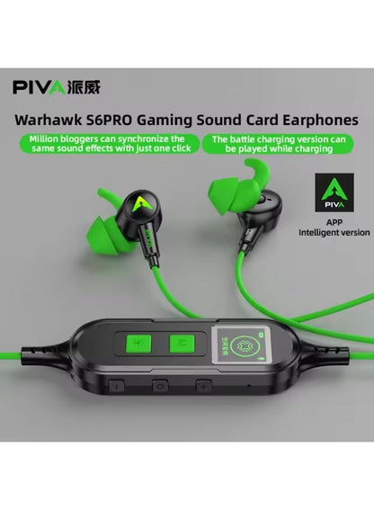 PIVA S6PRO Gaming Earphones With 27 PD Charging Port , APP Control, Built-in Sound Card, 3D Surround Sound, RGB Lighting, For iPhone, Redmagic, Samsung, Mobile, PC, PS5, PS4, Xbox Series X/s, Xbox One, Nintendo Switch - Type C Green
