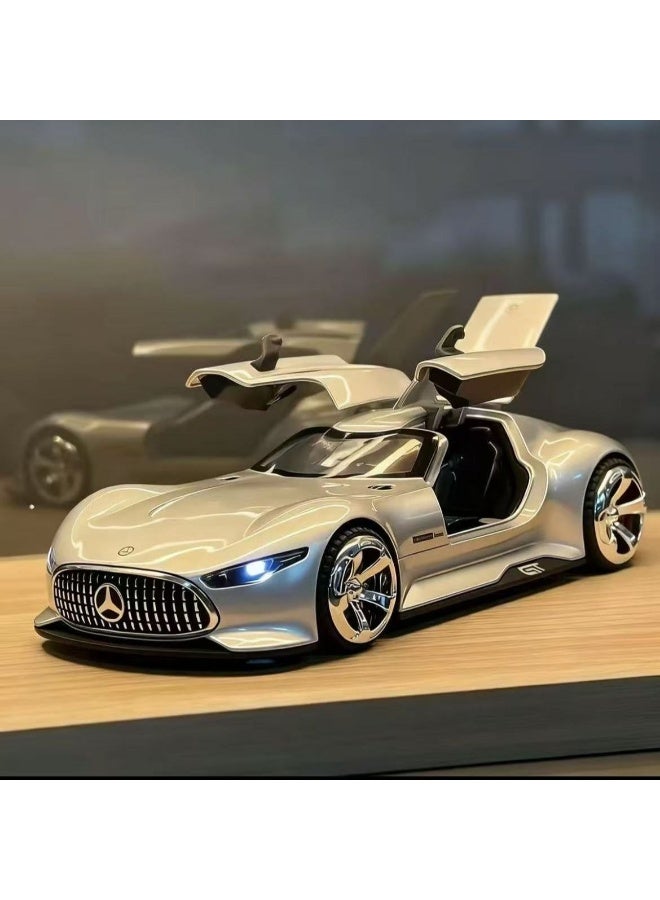 Mercedes-Benz AMG Vision GT Concept – Premium Silver Diecast Model Car with Opening Gullwing Doors, Perfect for Gifts, Office Desk Decoration, Kids’ Rooms, and Collectors