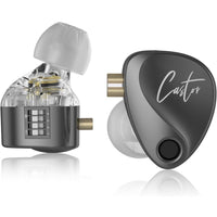 Z Castor IEM Harman Target Version With Improved Bass Version IEM In-Ear Earphones – Dual Dynamic Drivers (10mm + 8mm), Tunable Sound with 4 Adjustment Switches (16 Profiles), Noise Isolating, 3.5mm, 0.75mm 2-Pin, Gray With Mic - Bass Version