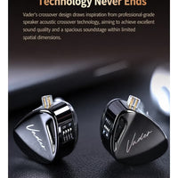 Z Vader IEM High-Resolution Triple Driver In-Ear Monitor Earphones, HiFi IEM with 4-Level Custom Tuning, Electronic Crossover Filter, 0.75mm 2-Pin Wired Earbuds with Mic, Deep Bass Studio Sound for Gaming & Music - (High Resolution Version, With Mic)