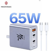 RedMagic 65W Fast Multi Charger, Compact 3-Port USB-C Power Adapter for Phones, Tablets & Laptops - WITH cable (US Version)