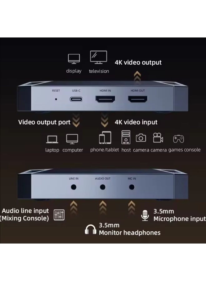 PIVA VD05 4K60Hz & 1080p 240Hz Video Capture Card with Built-in Cooling Fan for 