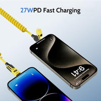 Basemo 4-in-1 Spring Data Cable, 65W USB-C Multi Fast Charging Cable 5FT, Multi 