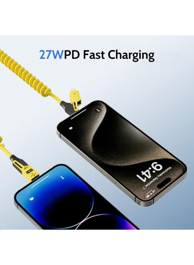Basemo 4-in-1 Spring Data Cable, 65W USB-C Multi Fast Charging Cable 5FT, Multi 