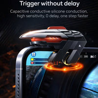 MEMO AK06 Automatic Laser Gaming Mobile Triggers, Super Fast Shooting, 25mAh long-lasting battery,High-Frequency Burst Mode, Alloy Buttons, iPhone/Android Compatible, PUBG Battlefield Accessory