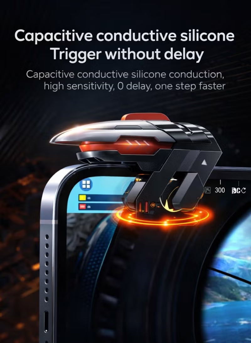 MEMO AK06 Automatic Laser Gaming Mobile Triggers, Super Fast Shooting, 25mAh long-lasting battery,High-Frequency Burst Mode, Alloy Buttons, iPhone/Android Compatible, PUBG Battlefield Accessory