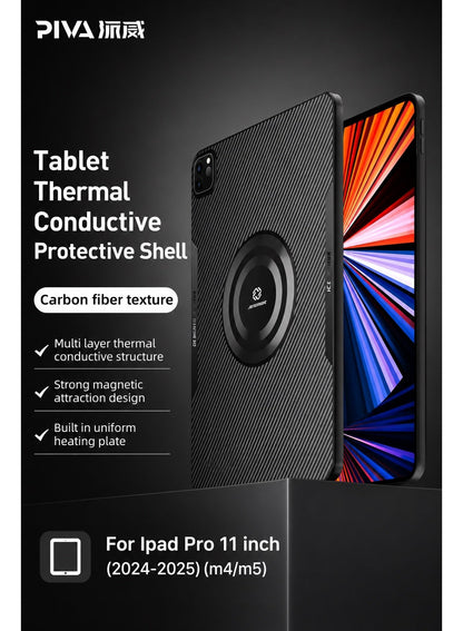 PIVA 2-in-1 Magnetic Gaming Protective Case, Carbon Fiber TPU Cover with Built-I