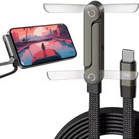 Basemo Phone Stand and Charger – 240W Ultra Fast Charging Type-C to Type-C Cable with Integrated Phone Stand, 2-in-1 Sideways Charger Braided PD Cable for iPhone, Redmagic, Samsung, Android, Tablets, Laptops & USB-C Devices