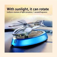 Car Air Freshener Helicopter Solar Energy Rotating Aromatherapy Aviation Al Alloy Diffuser Interior Decoration Accessories Diffuser For Car & Home Car Perfumes - INCLUDES NON SLIP MAT and AIR FRESHENER ESSENTIAL OIL