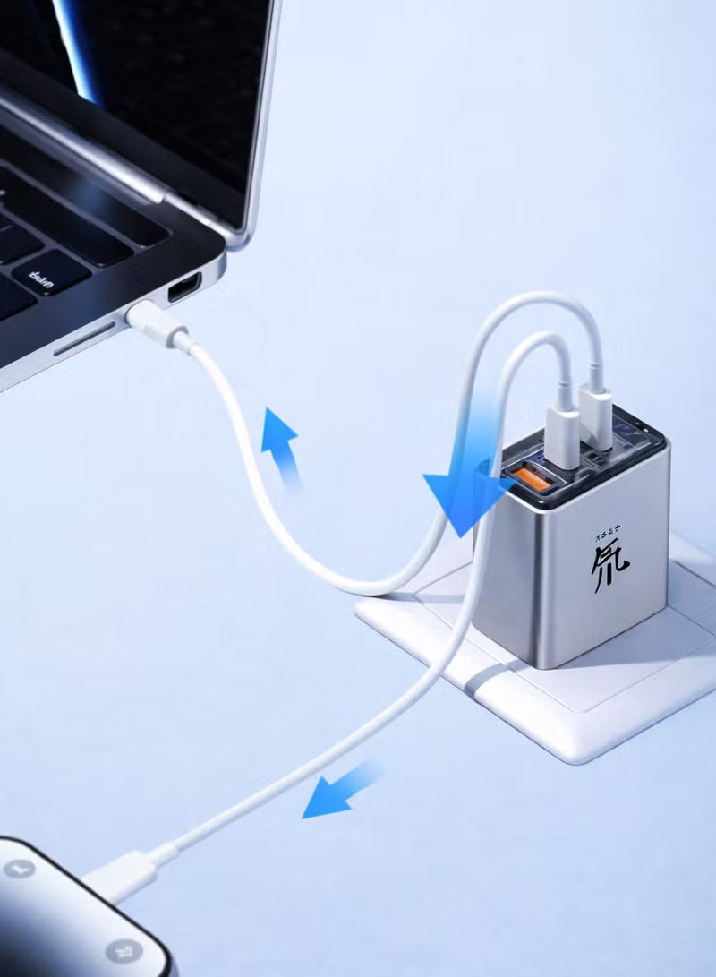 RedMagic 80W Fast Multi Charger, Three-Port Compact Design, Foldable Pins, NeoCharger 3.0, For RedMagic Astra, Nova, iPad, Tablets, iPhone, MacBook, Laptops - Includes Cable (US Version)