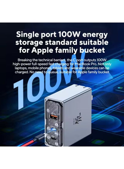 RedMagic 120W Triple-Port GaN Fast Charger with Transparent Tech Design, NeoCharger 3.0 Smart Power Allocation, Compact 