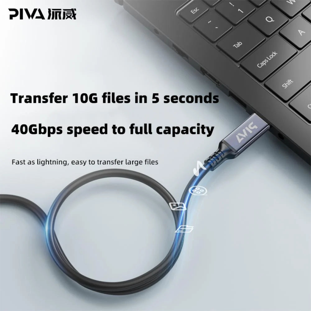 PIVA DC-01 240W USB-C to USB-C Fast Charging Cable with Real-Time Digital Display – High-Flex Silicone, PD 3.1 Support
