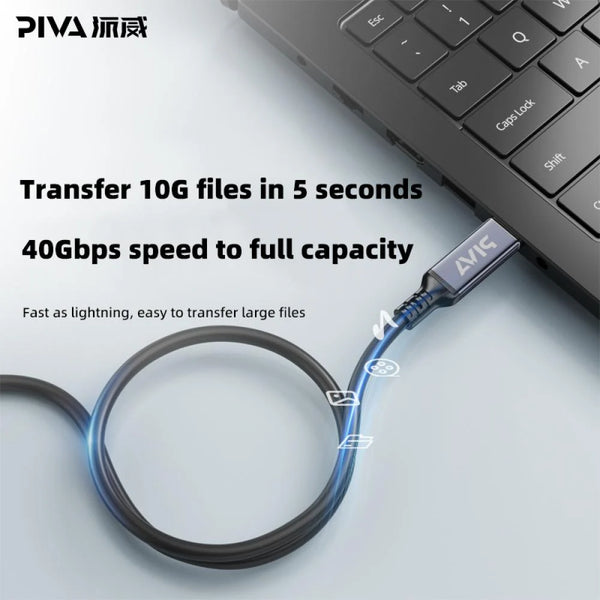 PIVA DC-01 240W USB-C to USB-C Fast Charging Cable with Real-Time Digital Display – High-Flex Silicone, PD 3.1 Support