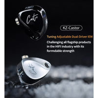 Z Castor Harman IEM Target Version IEM In-Ear Earphones – Dual Dynamic Drivers (10mm + 8mm), Tunable Sound with 4 Adjustment Switches (16 Profiles), Noise Isolating, 3.5mm, 0.75mm 2-Pin, Silver With Mic