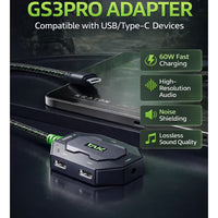 PIVA GS3 Pro 4-in-1 USB-C Audio and Charging Dongle USB Hub Adapter, High Resolution, 60W Fast Charging for Gaming and Live Streaming, for RedMagic, iPad, iPhone 15/16/17 Series, Android and Tablets (Perfect for PUBG Mobile and COD)