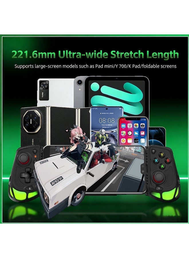 Mobile Game Controller GAMWING AB05, Type-C Telescopic Gaming Gamepad for iPhone, iPad, Android Phones & Tablets, Hall Effect Joysticks, RGB Lighting, Pass-Through Charging, Turbo Auto-Fire, Macro Buttons for PUBG Mobile, COD Mobile