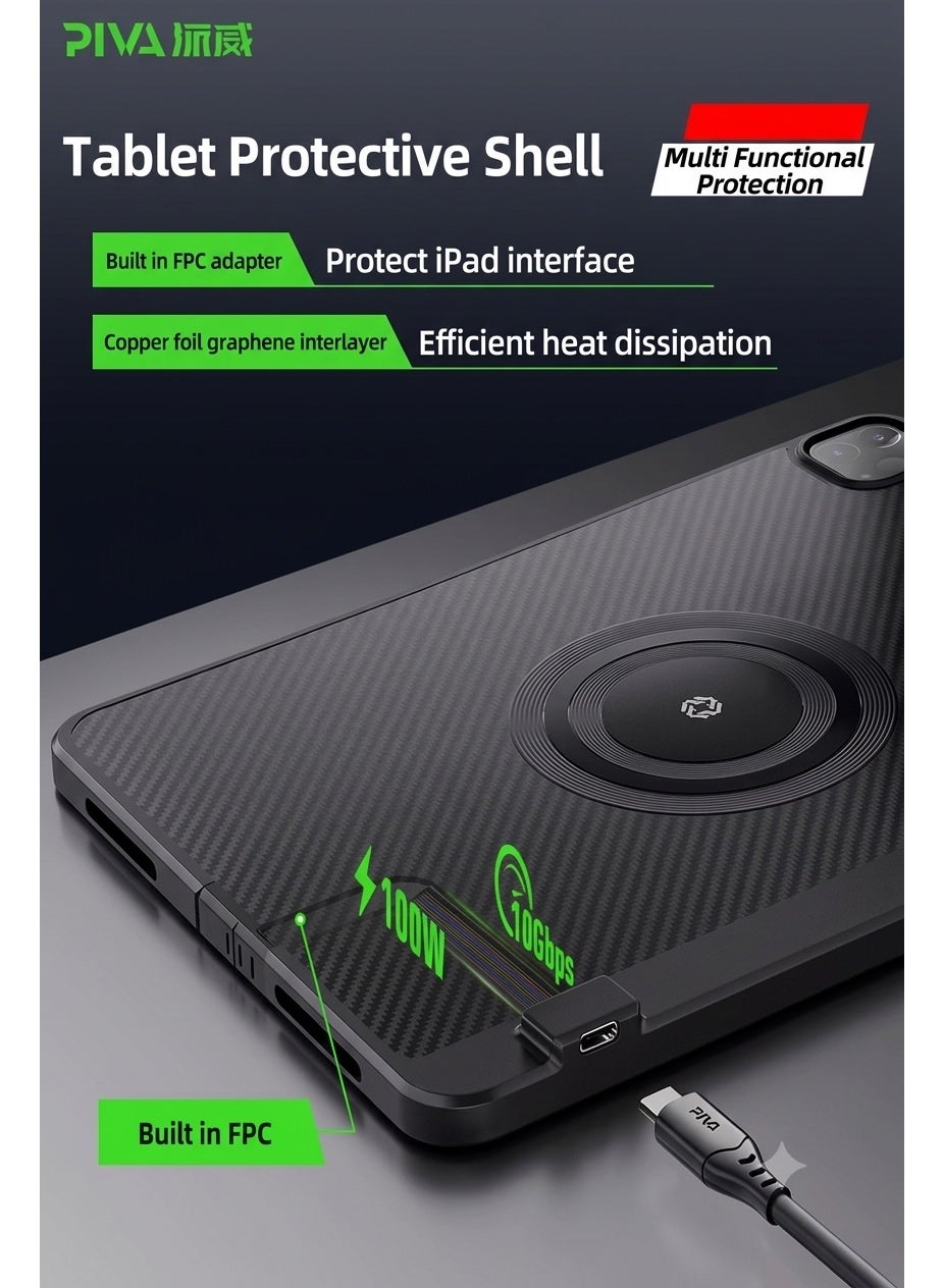 PIVA Gaming 3-in-1 iPad Protective Case with FPC Tail Plug, Built-In Magnetic Ri