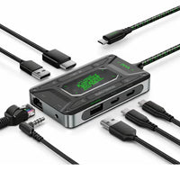 PIVA DS7 7-in-1 USB-C Docking Station & Gaming Hub – 4K@60Hz HDR Video, 100W PD Fast Charging, 32Bit/384KHz Hi-Fi Audio, Gigabit Ethernet, USB 3.1 Data Transfer for Streaming & Recording – Compatible with RedMagic, iPhone, iPad, Android & Laptops