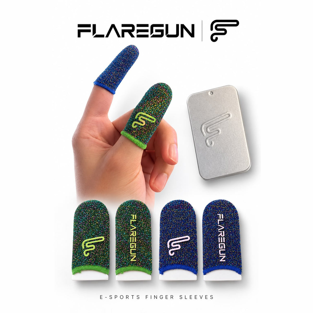 Flaregun F4 + P-Series Finger Sleeves Offer – 1 Box of F4 E-Sports Finger Sleeves + 2× P1, 2× P2 or 1× P4 (8 Finger Sleeves) with Free Delivery