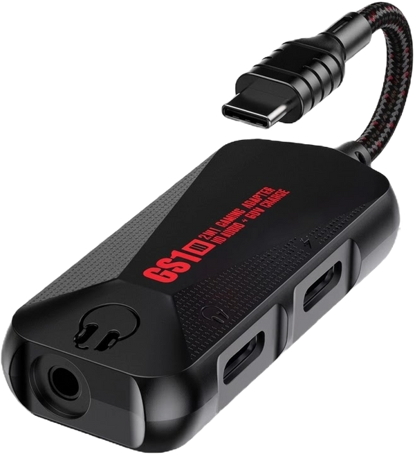 GS1 3-in-1 Mobile Gaming Sound Card USB-C to 3.5mm Headphone Jack Adapter Type C PD QC 60W Fast Charge Adapter Hi-Res Sound Card