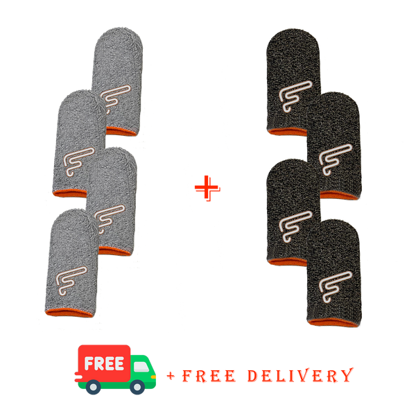 8 Finger Sleeves SUPER COMBO (4 Dry-Grey 4 Silver-Black)