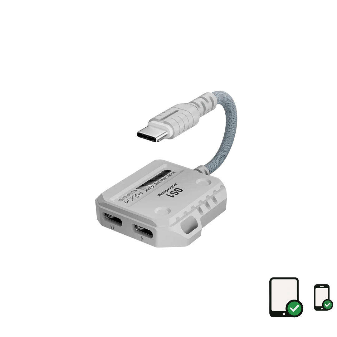 PLEXTONE GS1 2-In-1 Headphone Converter — Type-C + Type-C (Double) Interface, 60W Fast Charging for Mobile Phone