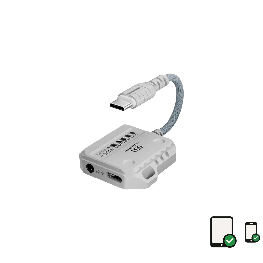 PLEXTONE GS1 2-In-1 Headphone Converter — 3.5mm + Type-C Interface, 60W Fast Charging for Mobile Phone