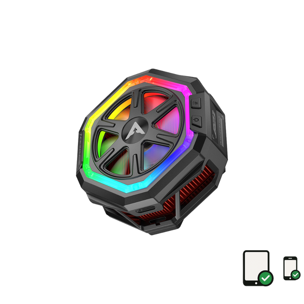 PIVA B21 Black Magnetic Back Cooling Fan Mobile Phone Radiator Intelligent Temperature Control Connectable APP Gaming Ring Light