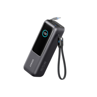 Anker Laptop Power Bank, 25,000mAh Portable Charger with Triple 100W USB-C Ports, Built-in Retractable Cables, Flight-Approved for Travel, iPhone 17/16 Series, Samsung, and More
